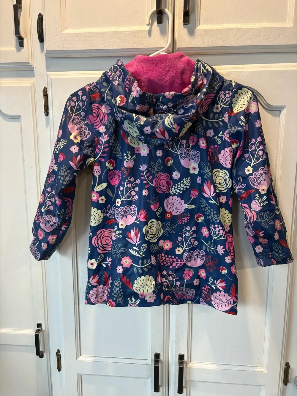 Hatley Navy Floral Raincoat with Pink Accents